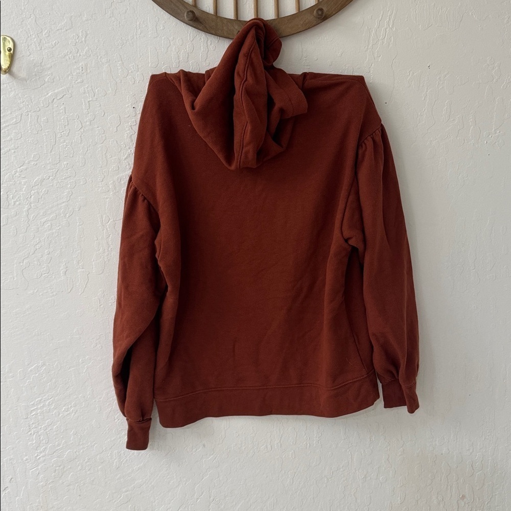 Madewell Auburn Brown Orange Pleated Hoodie Sweater Small - Picture 6 of 6